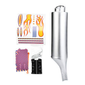 ท่อไอเสียแบบ Extreme Muffler สีเงิน พร้อมลายเปลวไฟ สำหรับอัพเกรดและดัดแปลงท่อไอเสียรถจักรยานยนต์ - Product Image 2