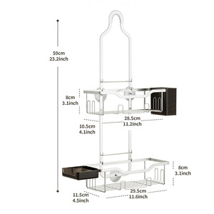 Bathroom <b>Shower</b> Caddy 2 Tier Wall Mounted <b>Storage</b> Rack For Shampoo Soap Toothbrushes Personal Care Items - Product Image 5
