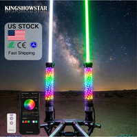 Luces LED Fat Whip de 1FT (2 Piezas), Color de Ensueño, Chips 5050, Control por Aplicación y RF, Sincronización con Música, Señal de Giro, Luz Láser para Todoterreno y ATV