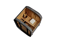 Sauna Batu Listrik Deluxe 6KW, Kayu Cedar Merah, 2 Orang, Bentuk Kubus, untuk Halaman Belakang, Ruang Sauna Tradisional untuk Villa