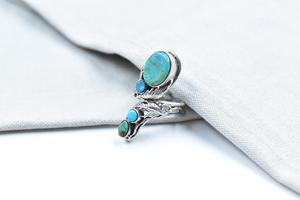 Handmade Turquoise Sterling Silver <b>Adjustable</b> <b>Ring</b> Natural Gemstone Jewelry for Women Wholesale - Product Image 3
