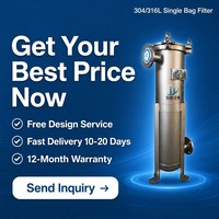 Boîtier de filtre à sac unique en acier inoxydable 304/316L provenant d'une usine chinoise pour la séparation solide-liquide