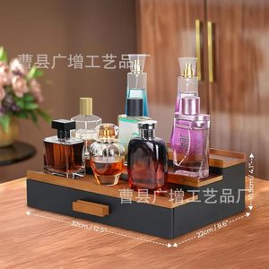 Wooden Cosmetic Display Rack With Drawers 3 Tier <b>Desktop</b> Makeup Organizer Storage <b>Shelf</b> For Beauty Products - Product Image 3