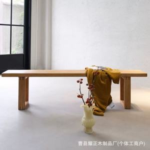 Table à manger en bois massif de style nordique, table en bois massif d'origine, banc long de style japonais simple, table longue en bois de frêne - Product Image 3
