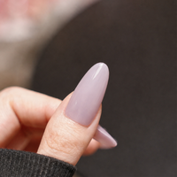 Vente en gros de faux ongles en amande, couleur lavande clair brillant, personnalisables, à poser, couvrance totale, réutilisables