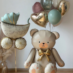 Globo de Aluminio con Forma de Cochecito de Bebé Personalizado al por Mayor, Decoración <span class=keywords><strong>para</strong></span> Primer <span class=keywords><strong>Cumpleaños</strong></span>, Fiesta de 100 Días, Baby Shower - Product Image 3
