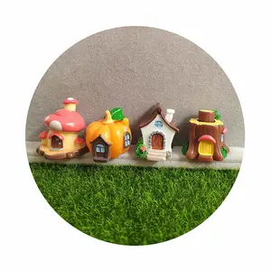 微型树脂屋南瓜木桩屋蘑菇屋微型玩具屋小雕像花园小屋装饰工艺Ho