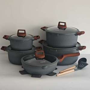 Mejor Precio, Juego de Utensilios de Cocina de Aluminio y Granito de 15 Piezas, Cacerola Antiadherente, Fabricada en China, Utensilios de Cocina <span class=keywords><strong>para</strong></span> el Hogar, Compra al por Mayor Global - Product Image 4