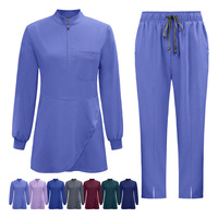 Veste de travail unisexe à manches longues en polyester et élasthanne, respirante, de haute qualité, pour uniformes chirurgicaux et tenues d'hôpital