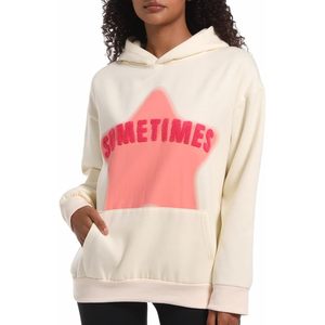 Sweat-shirt à capuche en polaire pour femme avec motif étoile, pull décontracté à manches longues, chaud, couleur unie, design moderne - Product Image 1