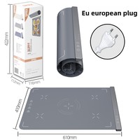 Tapis chauffant rectangulaire pliable en silicone réglable de 19 mm d'épaisseur pour le bureau, chauffe-plat, plateau chauffant pour repas