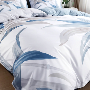 Juego de Ropa de Cama con Estampado de Hojas Azules, 3 Piezas, Stock Local en la UE, Envío Directo desde Almacén en Polonia, Funda de Edredón 100% Poliéster - Product Image 4