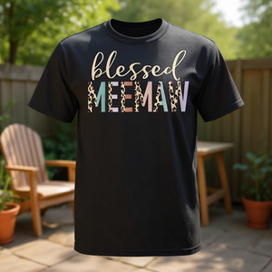 Camiseta con estampado de leopardo Blessed Meemaw, camisa informal para mujer - Product Image 3