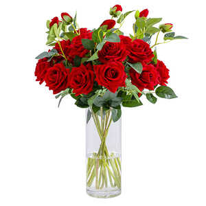 Rosas Artificiales Xin Xinyi de 3 Cabezas, Color Rojo Terciopelo, Tallo Único, Decoración para Bodas y Hogar, Flores para Piso - Product Image 5