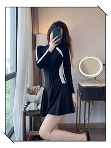 <span class=keywords><strong>Maillot</strong></span> <span class=keywords><strong>de</strong></span> <span class=keywords><strong>bain</strong></span> une pièce imprimé uni pour femme, nouvelle collection été 2026, manches longues, protection solaire, coupe conservatrice, <span class=keywords><strong>amincissant</strong></span>, dissimulant le ventre, grandes tailles XXL - Product Image 4