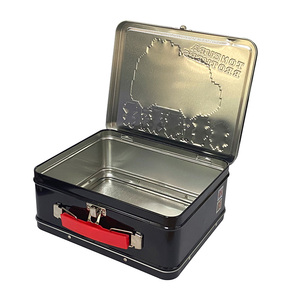 Fabrika doğrudan satış özel baskı gıda sınıfı teneke Metal yemek kabı yüksek kalite dikdörtgen menteşeli kapak teneke kollu kutu - Product Image 2