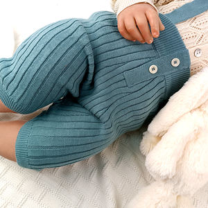 Combinaison Salopette en Tricot Côtelé Chunky 100% Coton pour Bébé Unisexe Pinuotu, Bretelles Croisées dans le Dos, pour Bébés et Tout-Petits - Product Image 5