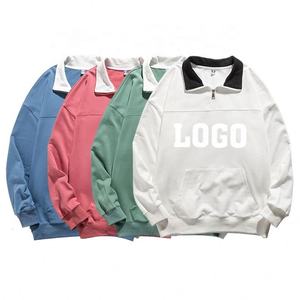 Venta al por mayor de alta calidad en blanco de talla grande suéteres de media cremallera de dos tonos de color sudaderas Unisex - Product Image 1