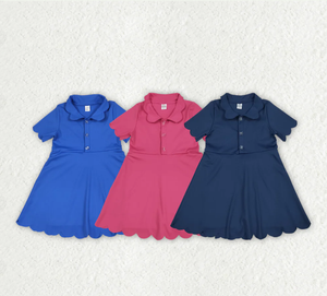 ชุดเดรสเด็กผู้หญิงแขนสั้นลายหยักสีสันสดใส 3 สี ความยาวระดับเข่า เหมาะสำหรับโยคะ - Product Image 1