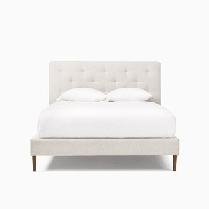 Cama Doble de Madera Sólida de Lujo Moderno MAEVE MV-WE-7 con Tapicería de Lino Beige para Dormitorio, Estilo Minimalista MV-WE-7 - Product Image 2