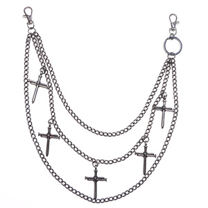 โซ่คล้องกางเกงหลายชั้นแบบไขว้ โลหะผสมสังกะสี สไตล์ฮิปฮอป สำหรับกางเกงยีนส์ ใช้ได้ทุกวัน - Product Image 5