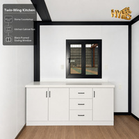Mobil-home conteneur de 40 pieds, extensible à une aile, extérieur blanc, intérieur avec murs en cristal de carbone, projet de cabane de camping à distance