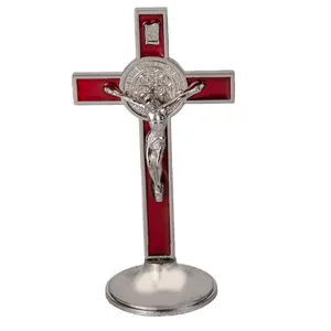 Chất Lượng Cao 2 Inch St. Benedict Crucifix Công Giáo Vòng Cổ Màu Đỏ