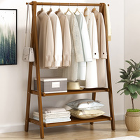 Porte-manteau pliant moderne en bambou massif, cintre sur pied épaissi au sol, étendoir de balcon, rangement de chapeaux pour chambre à coucher et maison