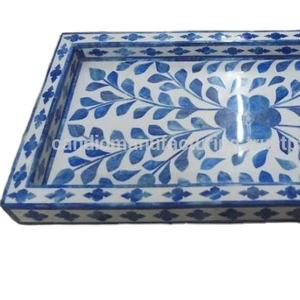 Meilleures ventes Nouveau plateau de service en résine incrusté d'os avec bois marbre MDF pour le service des aliments - Product Image 1