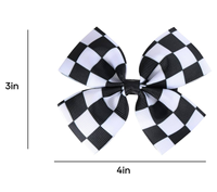 3.5 "F1 drapeau à carreaux course paillettes cheveux arcs enfants drapeau à carreaux pince en cuir filles course voiture accessoires