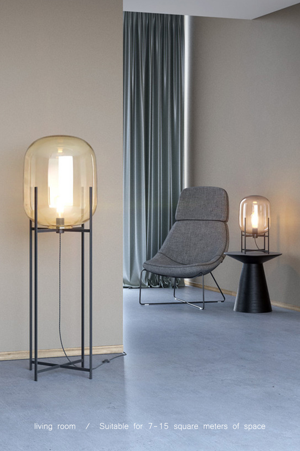 Nordic Standing Lamps Living Room Bedroom Glass Design Smoky Gray Light Blue Transparent led Floor Lamps