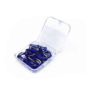 高炭素鋼1 #-12 # ブルーリング、ループ付き、とげのあるフィッシュフックボックス、貯水釣り用具に適しています - Product Image 6