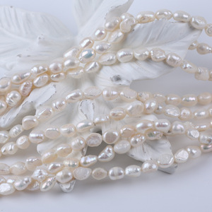 Perles de culture d'eau douce baroques roses naturelles de 6-7 mm pour DIY, épingles à cheveux, bracelets, avec trous droits des deux côtés, perles en forme de bouton - Product Image 3