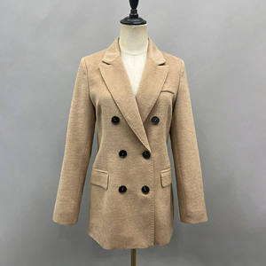 2025 invierno de alta calidad de doble cara de lana corta <span class=keywords><strong>Blazer</strong></span> abrigo de moda delgada cintura doble botonadura mujeres Cachemira abrigo de lana - Product Image 4