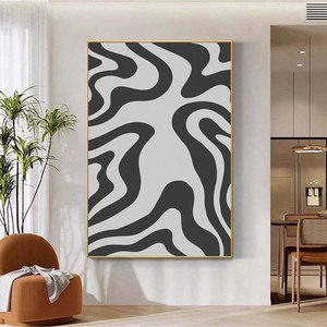 Moderno semplice astratto bianco e nero modello di arte disegno tela decorazione da parete appesa uso interno ed esterno - Product Image 4