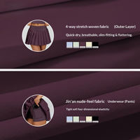 Dames geplooide high waist sportrok met korte broek, sneldrogend, ademend, milieuvriendelijk, anti-UV, geschikt voor tennis, golf, yoga en fitness.