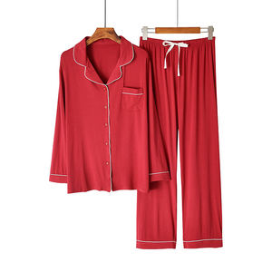 Einfach gefärbtes gestricktes Bambus-Pyjama-Set für Frauen - Product Image 5