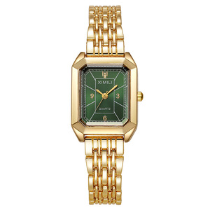 Reloj de Cuarzo de Lujo para Mujer, Ecológico, Minimalista, Elegante, Correa Cuadrada Dorada, Edición de Color de Lujo Ligero Transfronterizo - Product Image 3