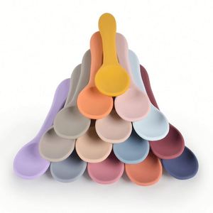 Cuchara y Tenedor Redondos y Suaves de Silicona de Grado Alimenticio, Ecológicos, Libres de BPA, con Logotipo Personalizado Moderno, para la Alimentación de Niños - Product Image 3