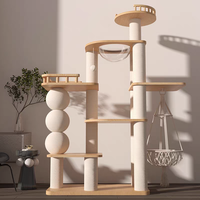 Arbre à chat extra-large en bois massif, design moderne et luxueux, écologique, avec lit intégré, 4 niveaux, montage facile pour