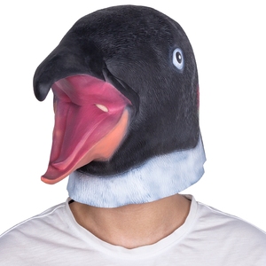 <span class=keywords><strong>Masque</strong></span> intégral en latex de <span class=keywords><strong>pingouin</strong></span> noir/blanc, texture réaliste, bouche rose ouverte, doux et confortable, pour Halloween, cosplay, fête costumée - Product Image 3