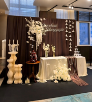 Rideau de fond de scène semi-circulaire en tissu de luxe à prix de gros, rideau drapé ondulé pour salles de mariage