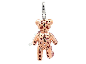 <b>Cute</b> Pink Zircon Teddy <b>Bear</b> Pendant with Violin, Delicate Music <b>Bear</b> Charm Jewelry for Daily Matching - Product Image 2