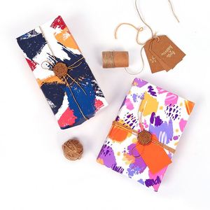 Venta al por mayor 80g cumpleaños Día de San Valentín papel Kraft Holo Hotstmaping 43*300cm regalo de lujo embalaje personalizado rollo de papel de regalo - Product Image 6