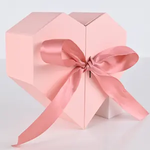 ISO BSCI LVMH certificate factory heart shape cardboard gift box luxury heart shape bow gift box and mini heart shaped gift box