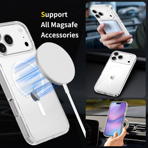 Transparent TPU PC Magnetic Ring Phone Case for <b>iPhone</b> Wireless Charging Compatible Shockproof Slim Design - Product Image 2