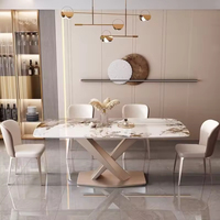 Ensemble de table à manger de luxe 6-8 places, plateau en pierre frittée, mobilier chinois, cuisine, salle à manger, matériau en marbre