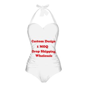 Bikini tejido con tirantes, ropa de playa, verano 2025, Fiesta en la playa, estampado de Damas maduras a pedido, traje de baño Retro de una pieza personalizado - Product Image 5