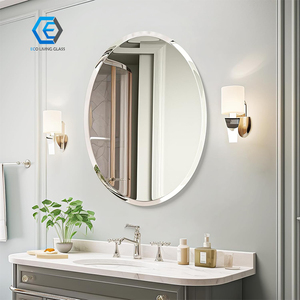 Modern Simplicity Frameless <strong>Beveled</strong> Round <strong>Edge</strong> Dressing Oval Bedroom <strong>Mirror</strong> - Product Image 3