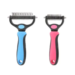 Wholesale Pet Hair Remover Brush Grooming Brush Double Sided Shedding and Dematting Undercoat Rake Comb for Dogs and Cats